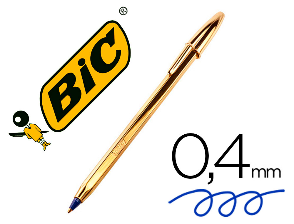 BOLIGRAFO BIC CRISTAL CELEBRATION ORO TINTA AZUL