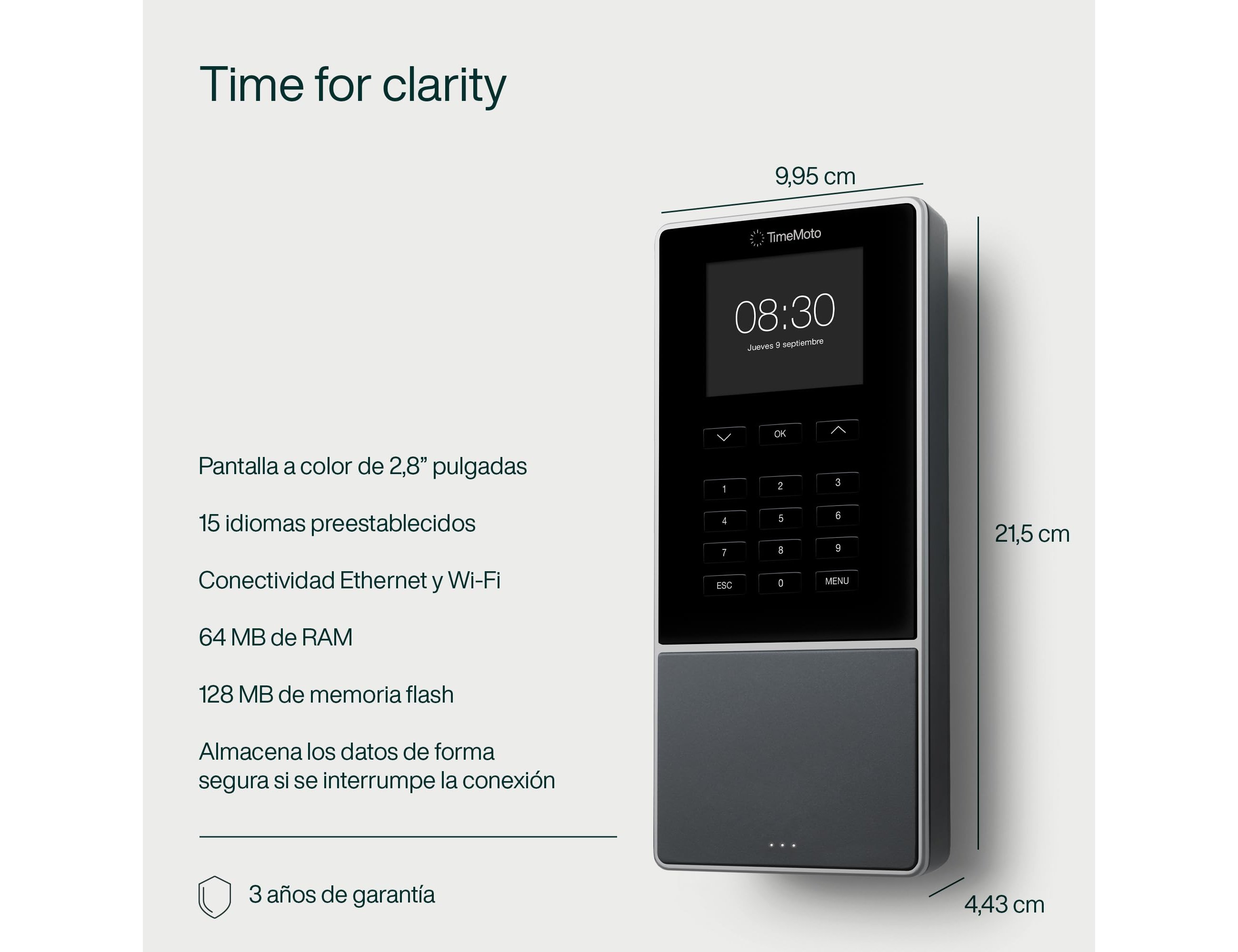 CONTROLADOR DE PRESENCIA SAFESCAN TIMEMOTO TM-616 CON CODIGO PIN O TARJETA RFID HASTA 200 USUARIOS